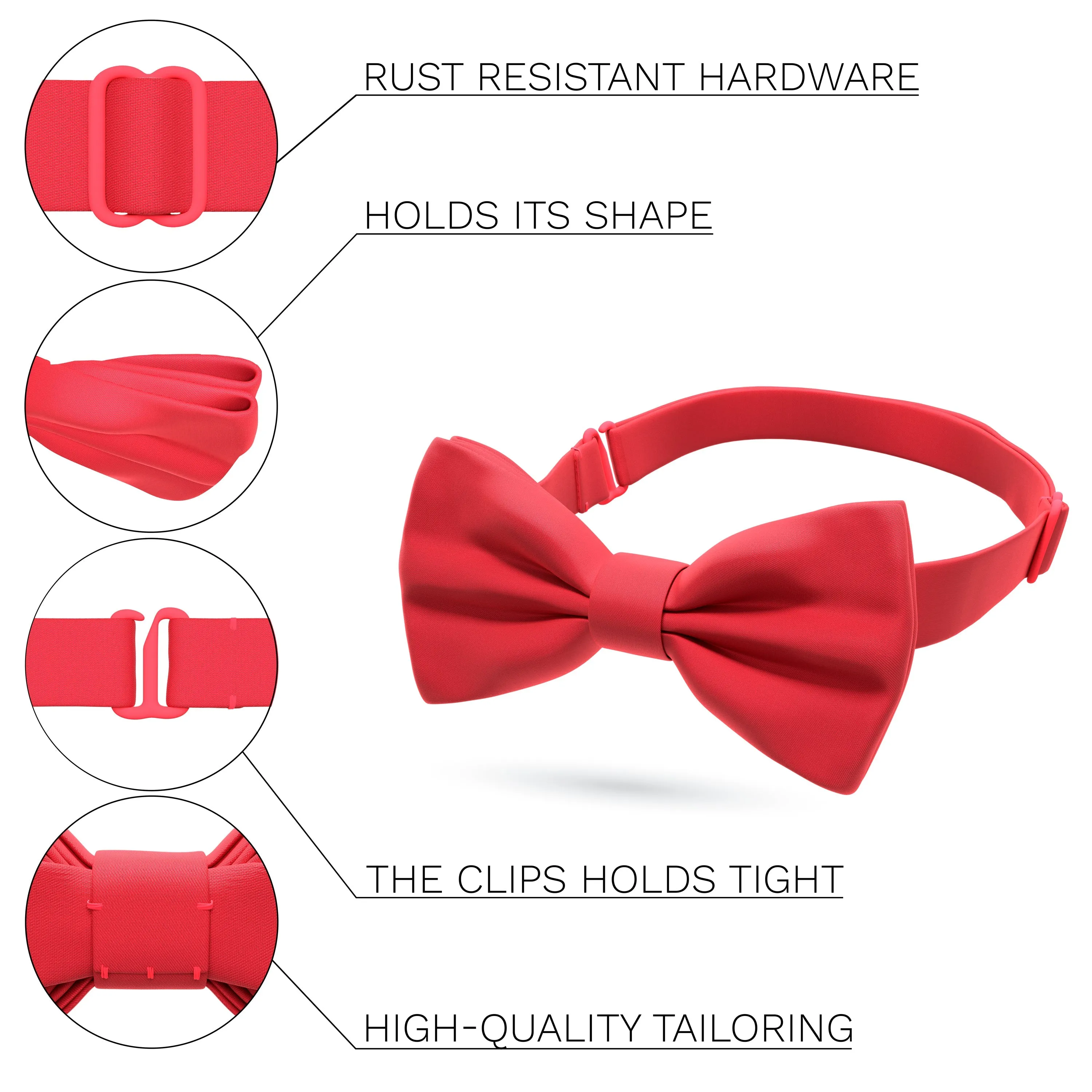 Satin Red Bow Tie