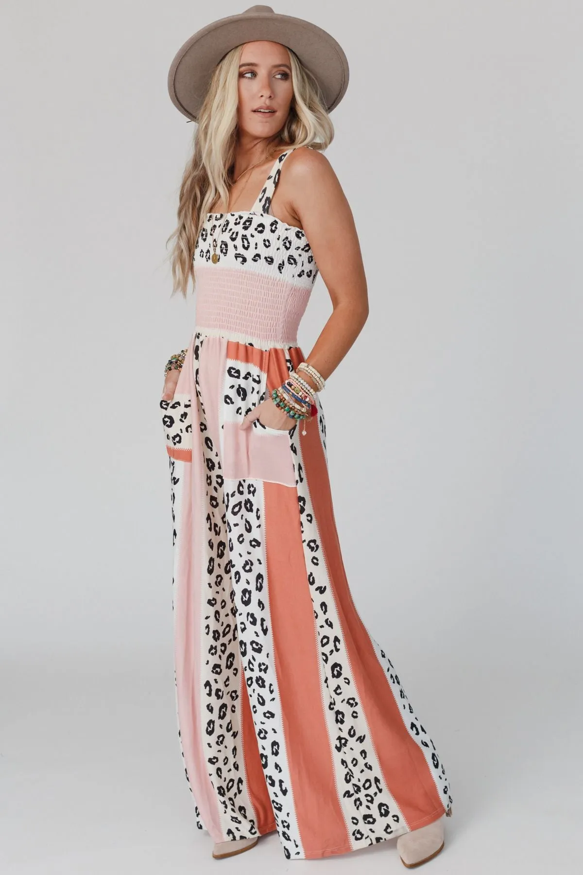 Serendipity Animal Print Jumpsuit - Coral