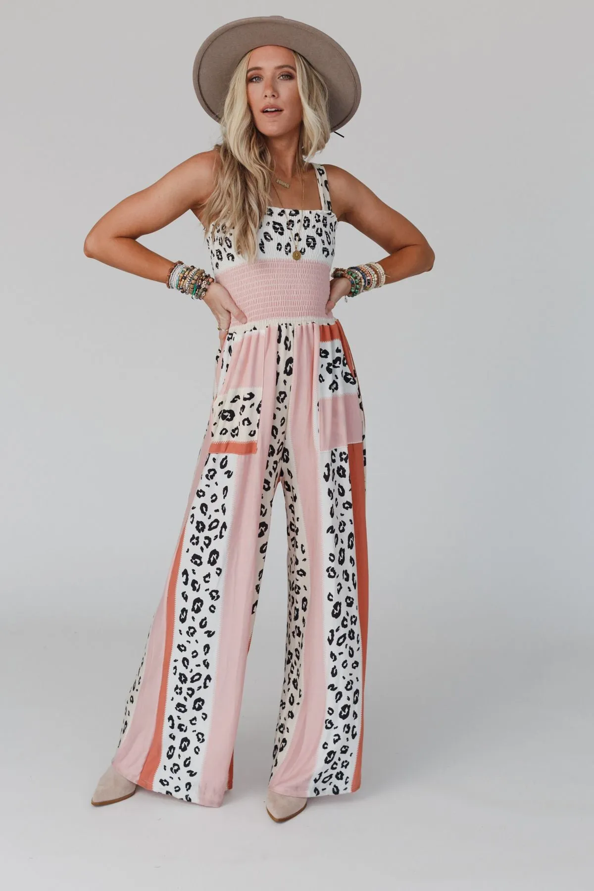 Serendipity Animal Print Jumpsuit - Coral