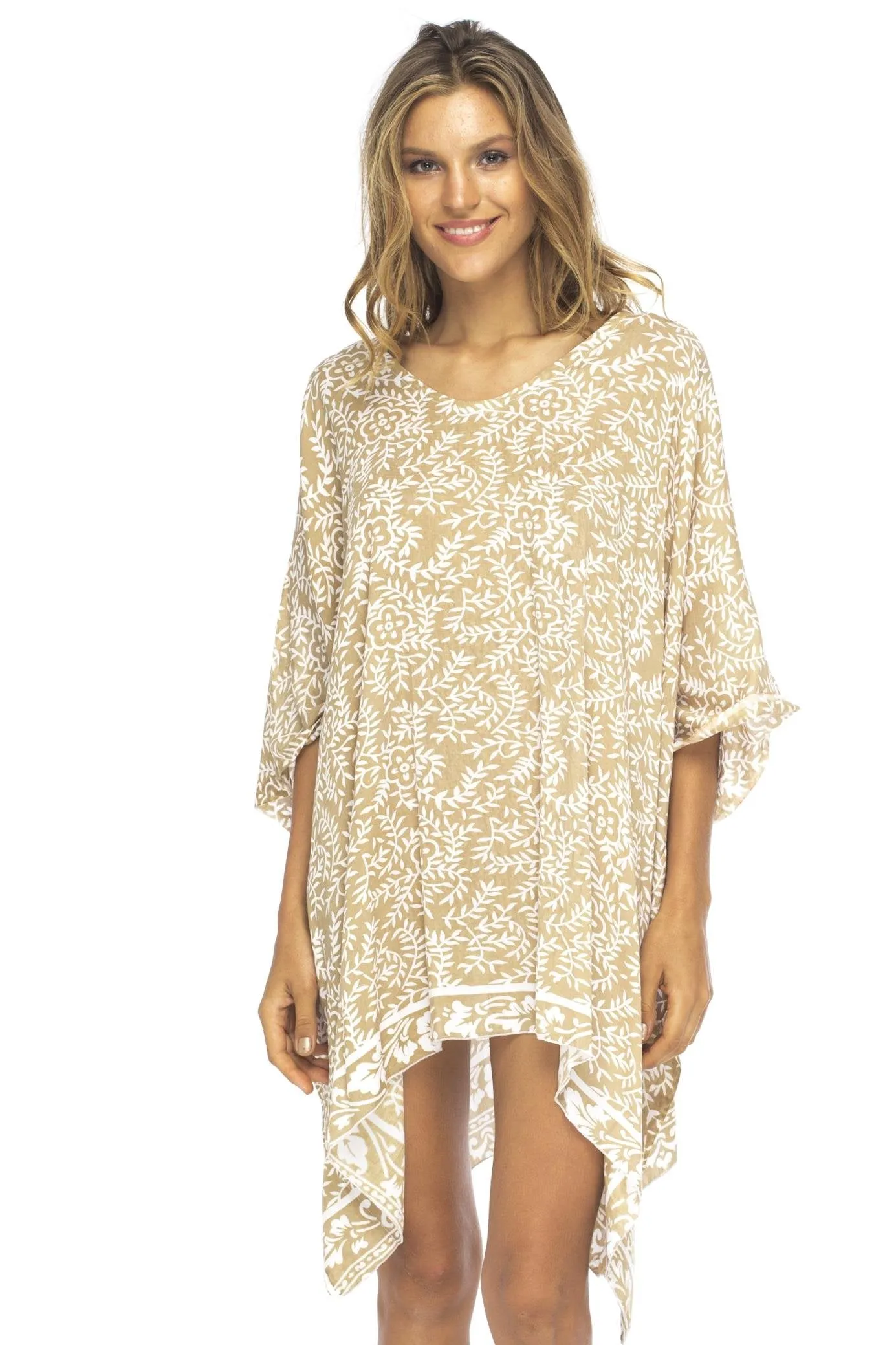 Short Floral Poncho Cover Up Dress