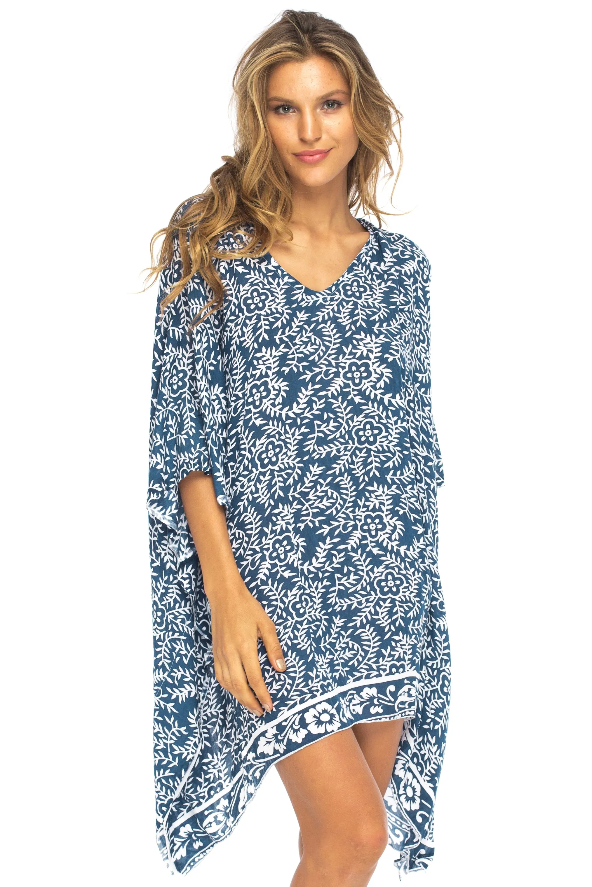 Short Floral Poncho Cover Up Dress