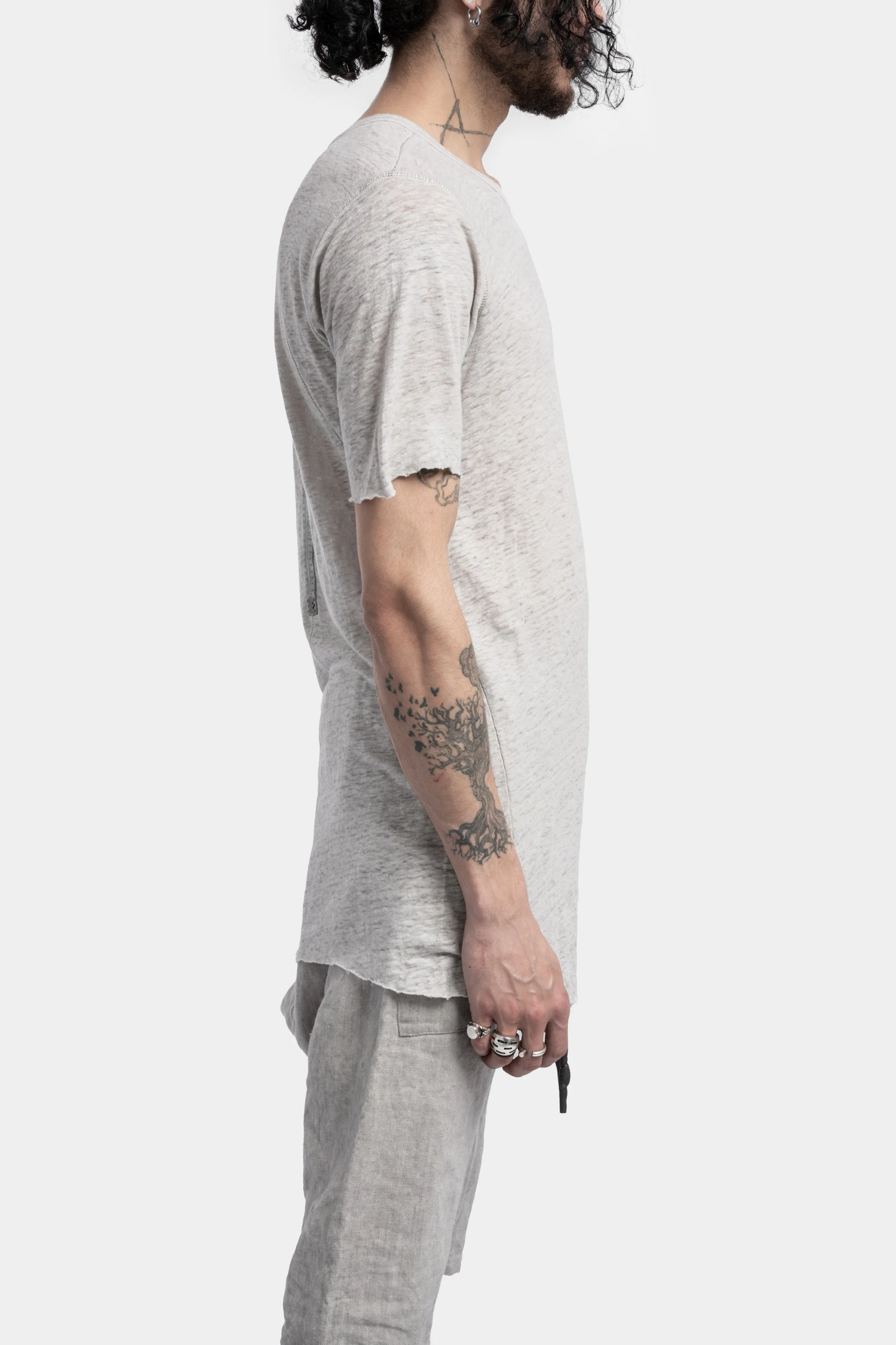 Staple spine detail linen t-shirt, Alu