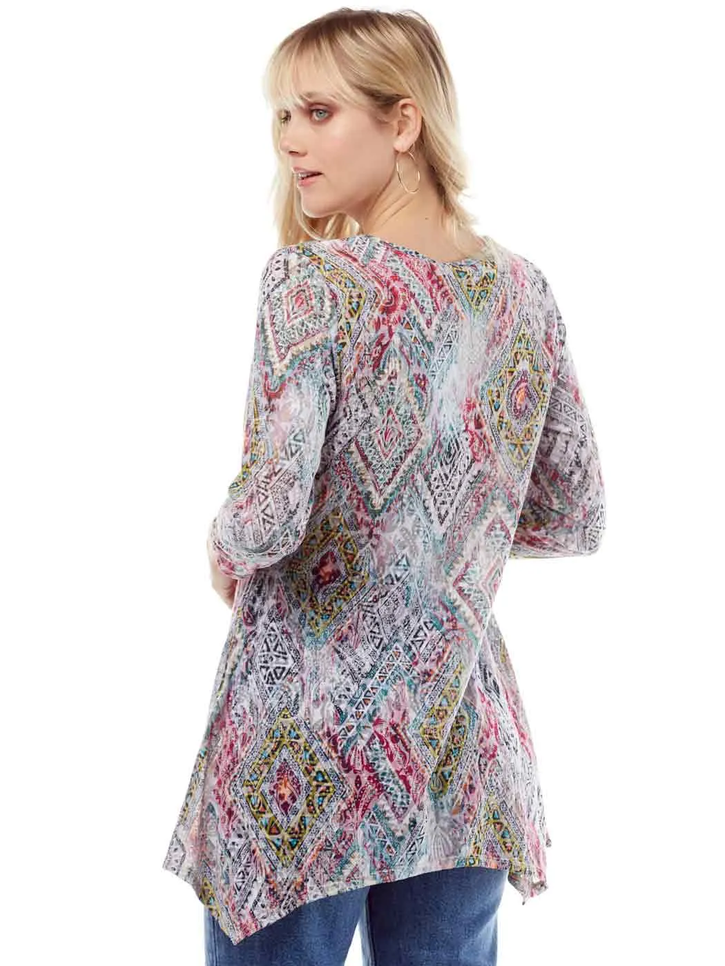 Tianello "Elexa" Print Cotton Burnout Asbury Tunic