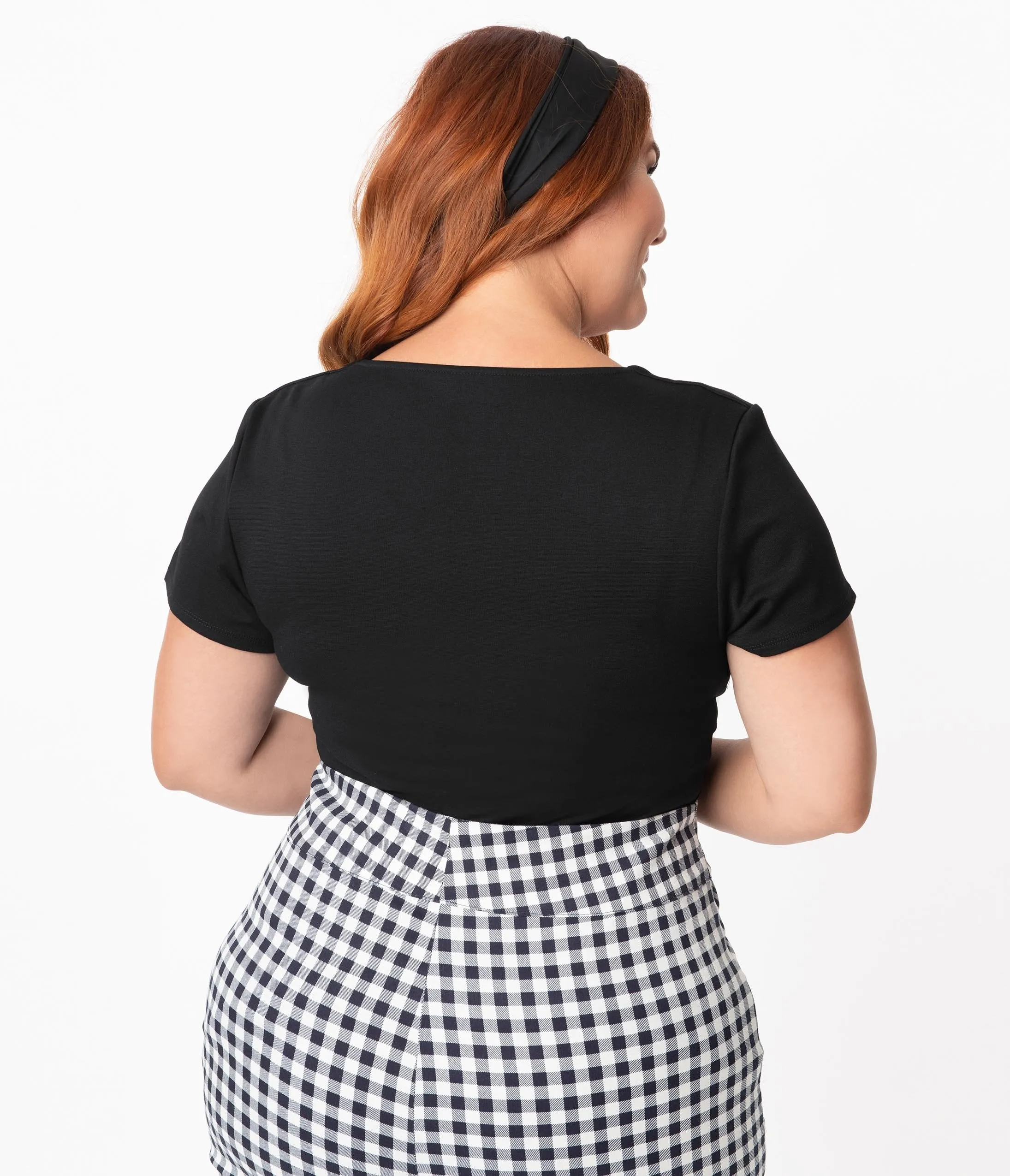 Unique Vintage Plus Size Black Sweetheart Ruthie Top