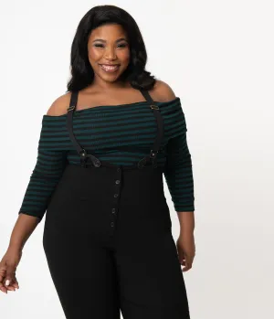 Unique Vintage Plus Size Dark Teal & Black Stripe Nina Top