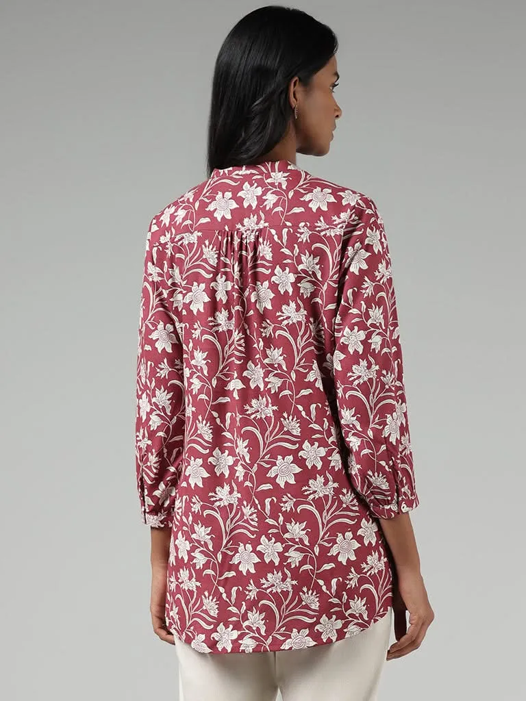 Utsa Red Floral Printed Tunic