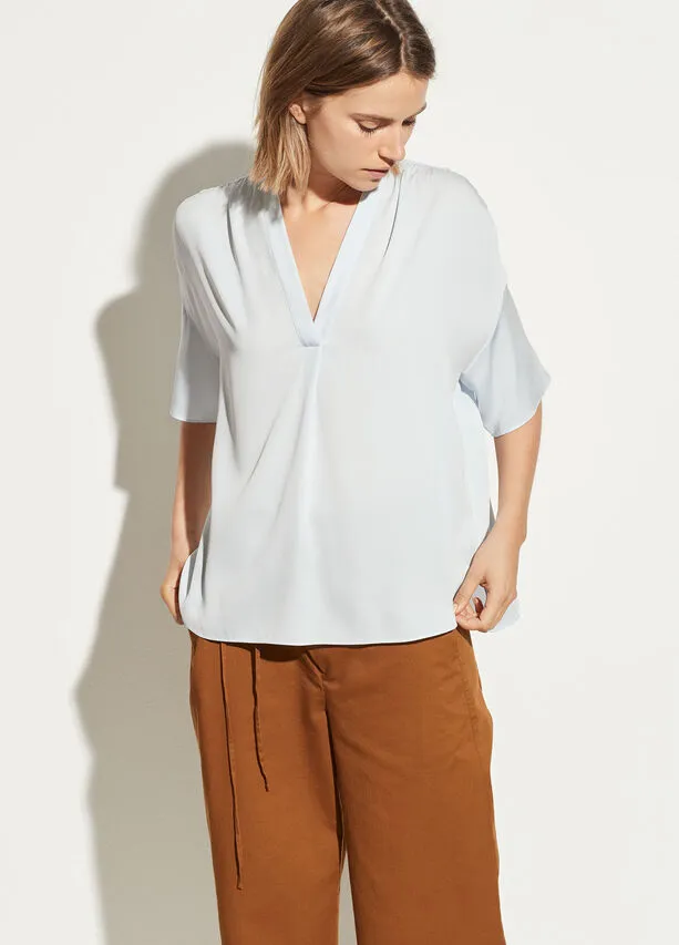 Vince - Shirred V-Neck Blouse Powder Blue