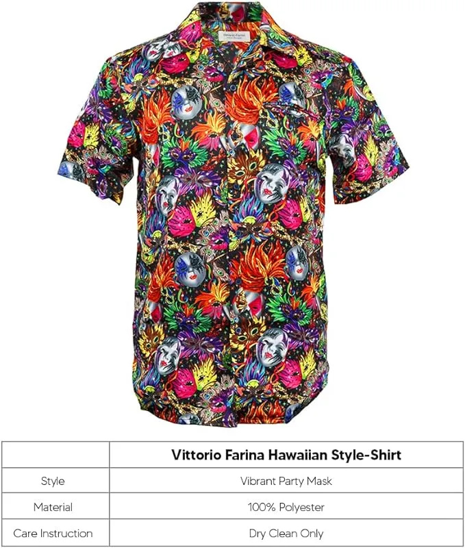 Vittorio Farina Men's Mardi Gras Button Down Collar Shirt