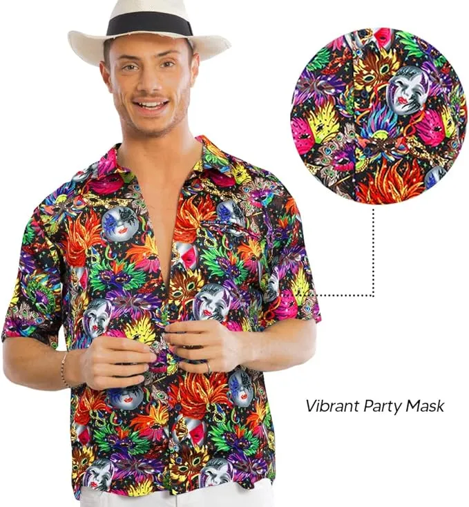 Vittorio Farina Men's Mardi Gras Button Down Collar Shirt