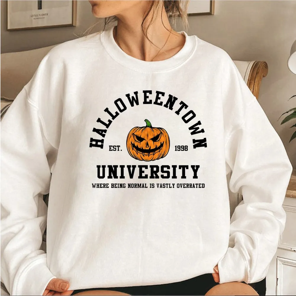 Wenkouban Halloween Costume Vintage Halloweentown Sweatshirt Halloweentown Est 1998 Pullover Funny Halloween Town Fall Hoodies Pumpkin Halloween Sweatshirts