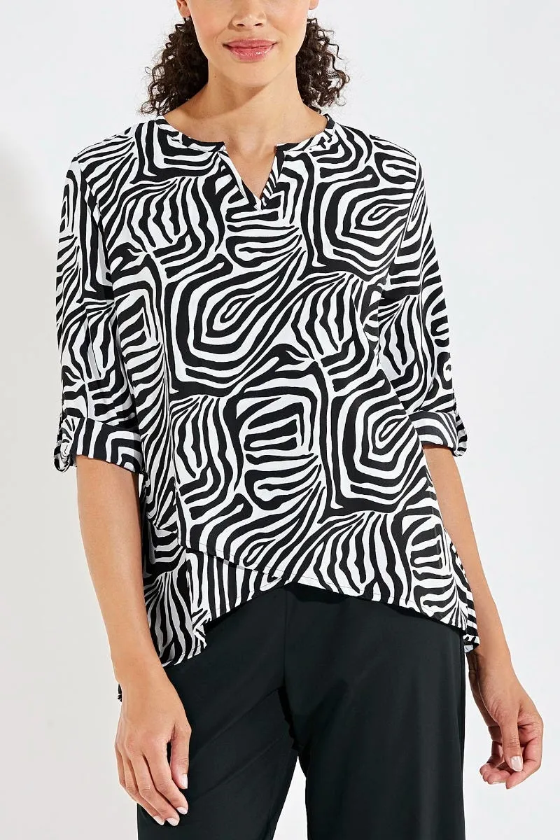 Women's Santa Barbara Tunic Top  |  Black/White Mara Abstract Print