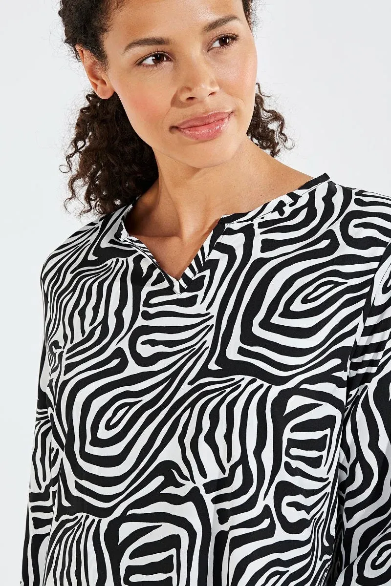 Women's Santa Barbara Tunic Top  |  Black/White Mara Abstract Print